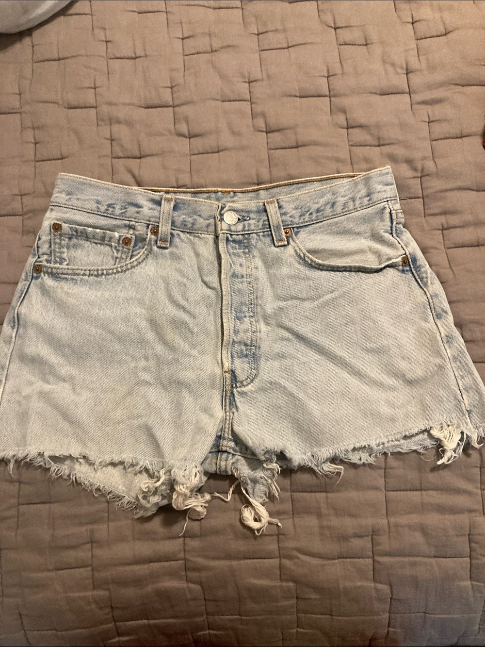 Signature by Levi Strauss Light Wash Frayed Hem Denim Shorts
